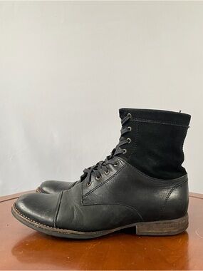 Frye Women’s Black Leather Combat Lace-up Boot | US 6